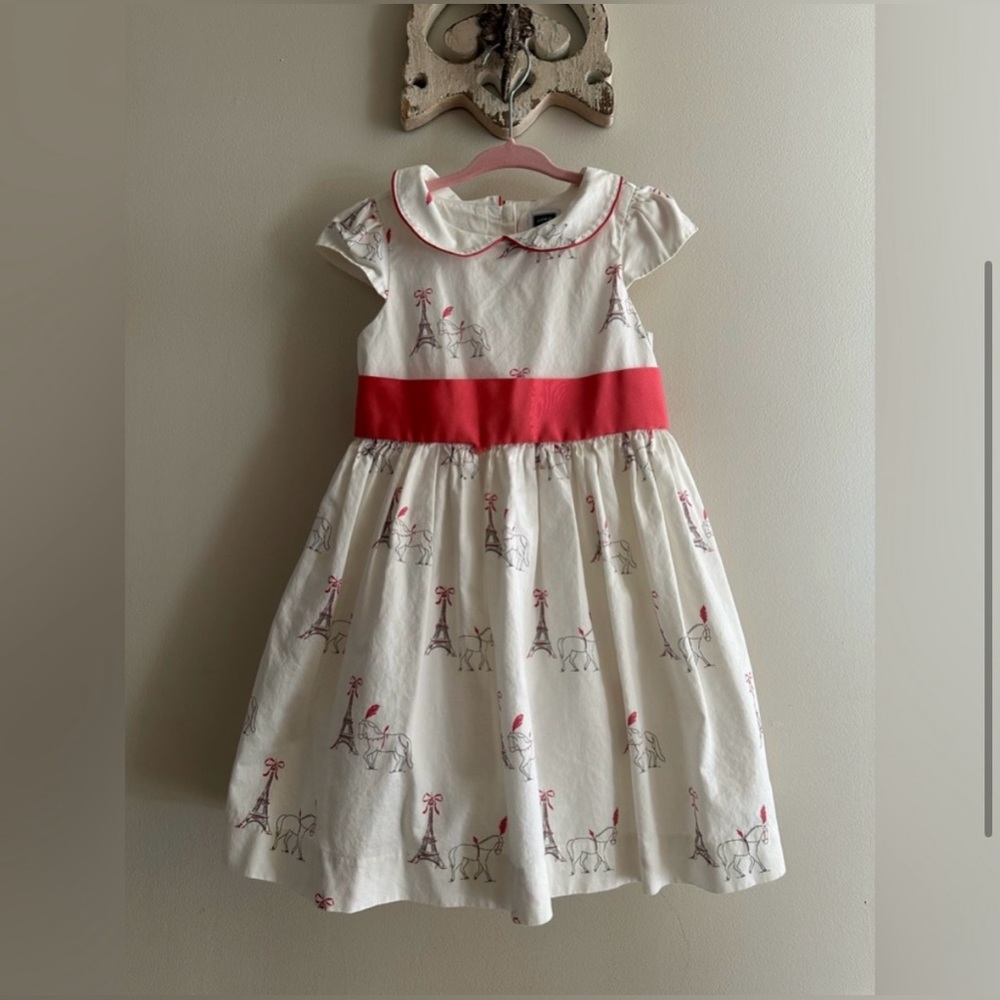 Janie & Jack Off White Coral Paris Print Dress size 3T
